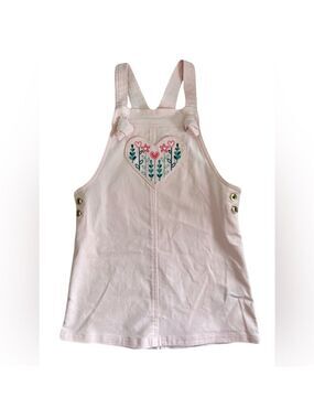 🩵 4/$20 Charming Pink Corduroy‎ Dress with Heart Floral Embroidery